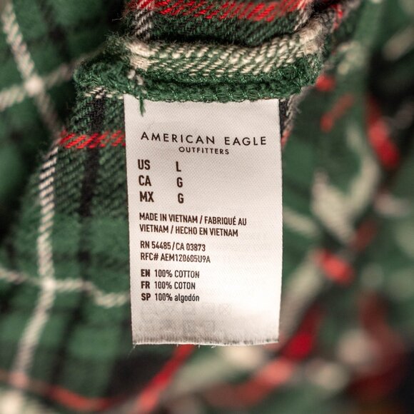 American Eagle Outfitters Green Plaid Flannel Shirt | Women Large - Picture 7 of 7